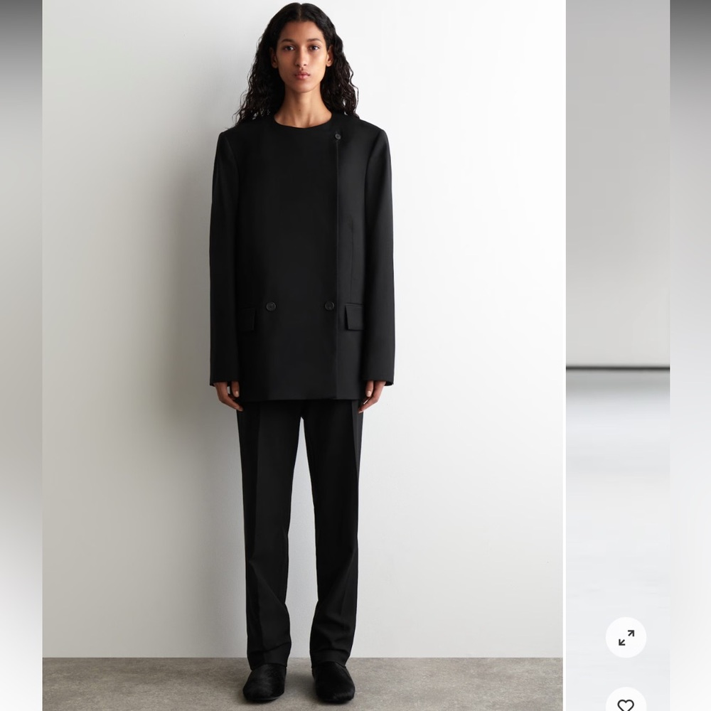 COS Black Wool Tailored Bootcut Trousers Size 10 Adjustable Waist